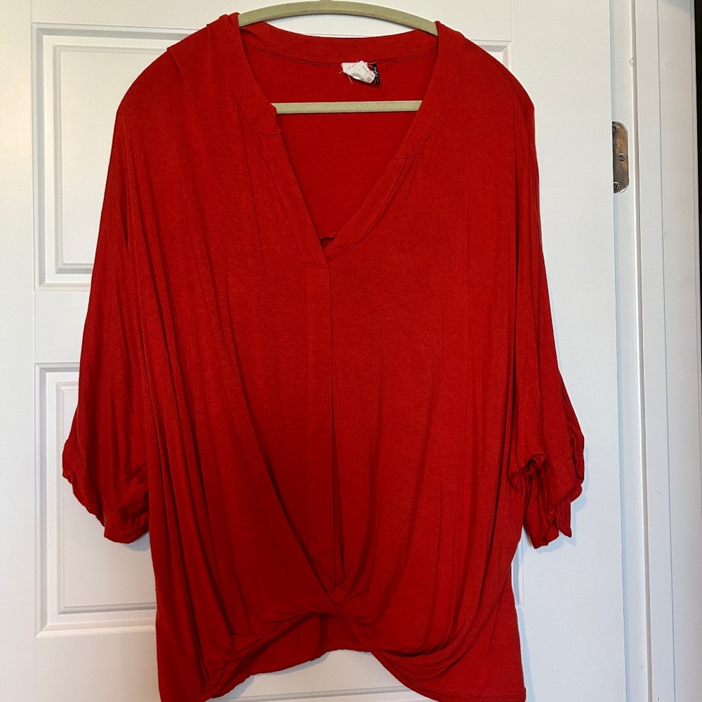 ANTHROPOLOGIE AKEMI + KIN Twist Orange Tunic Top L